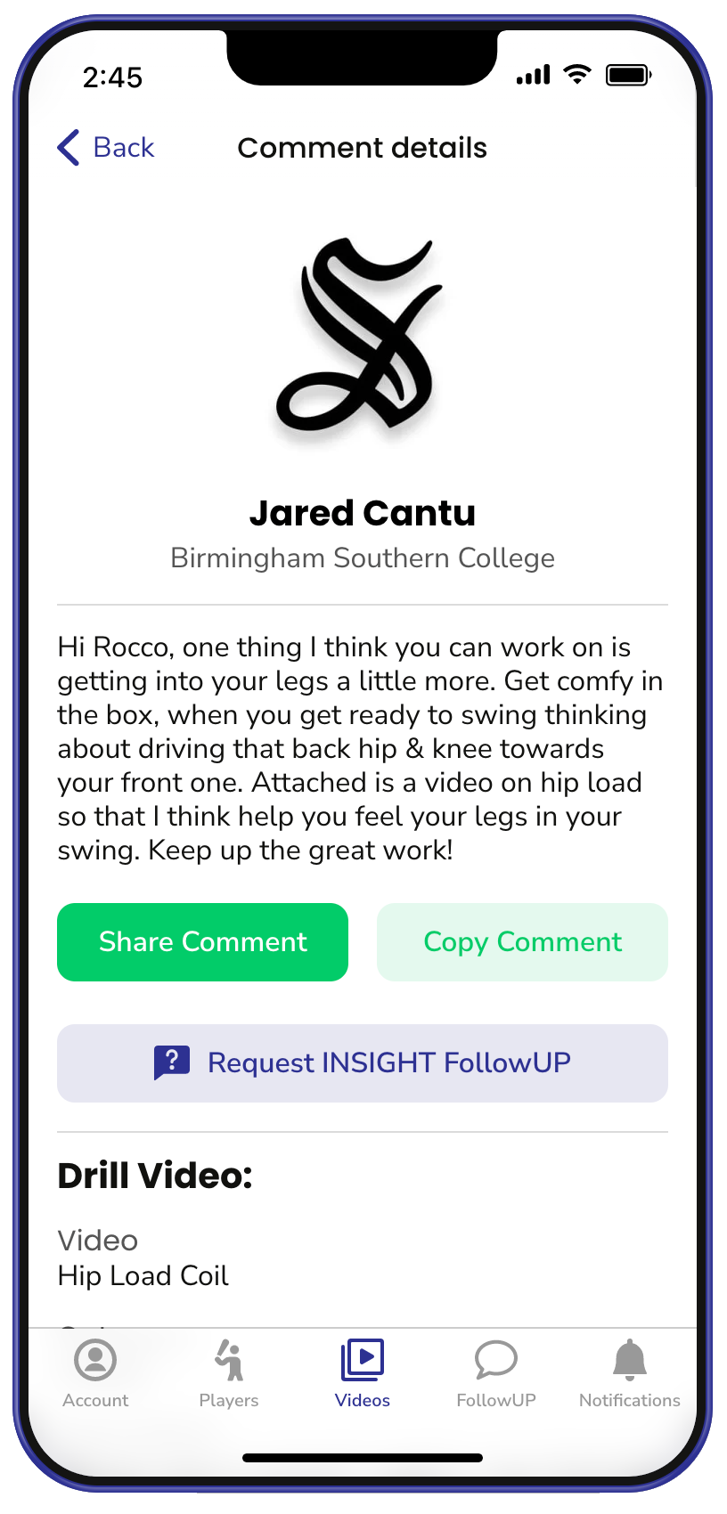 College CoachINSIGHT Screenshot